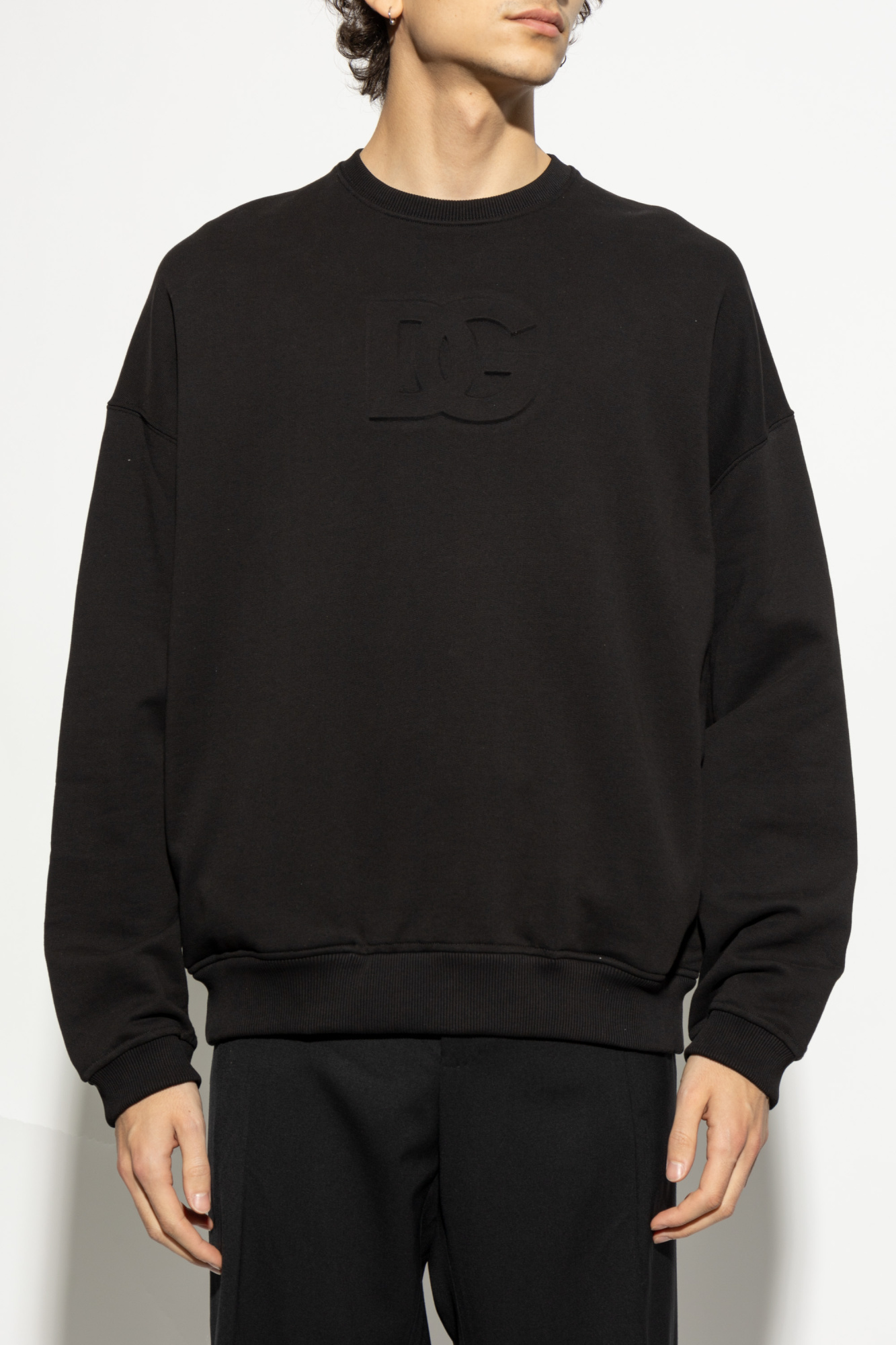 Schwarz Sweatshirt mit erhabenem Logo Dolce & Gabbana